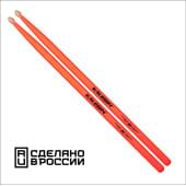 7KLHBOR5A 5A Барабанные палочки, граб, флуоресцентные оранжевые, Kaledin Drumsticks