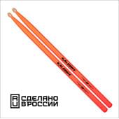 7KLHBOR5B 5B Барабанные палочки, граб, флуоресцентные оранжевые, Kaledin Drumsticks