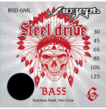 BSD-6ML Steel Drive Комплект струн для 6-струнной бас-гитары, сталь, 30-125, Мозеръ-0