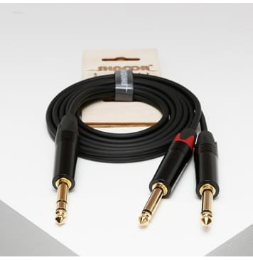 JS2JM-1,5m Y-кабель 6,3 мм стереоджек - 2 моно-джека 6,3 мм, 1,5м, SHNOOR-0