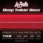 750N Deep Talkin' Bass Комплект струн для бас-гитары, черный нейлон, 50-105, La Bella