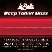 750T Deep Talkin' Bass Комплект струн для бас-гитары, белый нейлон, 50-105, La Bella