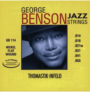 GB114 George Benson Jazz Комплект струн для акустической гитары, плоская оплетка, 14-55, Thomastik-0