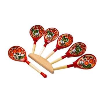 MS-K1-LZ-09 Ложки веерные, пятерка, с бубенцами, 1 категория, Мастерская Сереброва-0