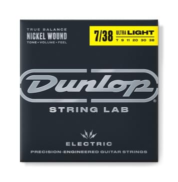 DEN0738 Комплект струн для электрогитары, никелированные, Ultra Light, 7-38, Dunlop-0
