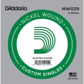 NW039 Nickel Wound Отдельная струна для электрогитары, никелированная, .039, D'Addario