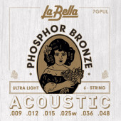 7GPUL Phosphor Bronze Комплект струн для акустической гитары, ф/б, Ultra Light, 9-48, La Bella