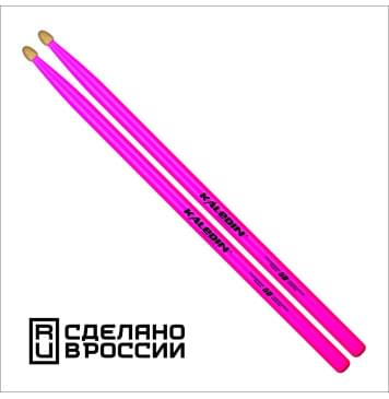 7KLHBPK5B Pink 5B Барабанные палочки, граб, флуоресцентные розовые, Kaledin Drumsticks-0