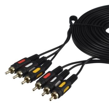 00-00027485 Кабель 3xRCA (m)-3xRCA (m) 3.0м ПВХ, черный, в пакете, GoPower-0