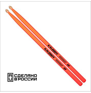 7KLHBOR5B 5B Барабанные палочки, граб, флуоресцентные оранжевые, Kaledin Drumsticks-0