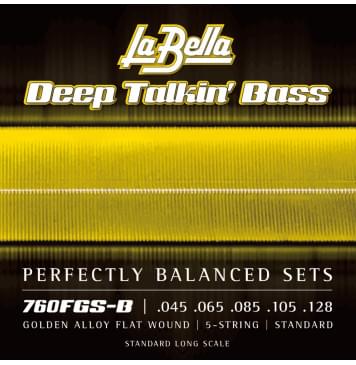 760FGS-B Gold Flats Комплект струн для 5-струнной бас-гитары, 45-128, бронза 80/20, La Bella-0