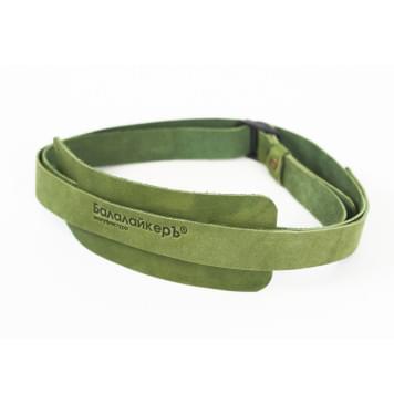 A-BS-G Кожаный ремень для балалайки, с наплечником, зеленый, Балалайкеръ-0