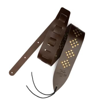 1221-75-2-BRN Ремень для гитары, кожаный, широкий, коричневый, 1221-0