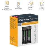 00-00015360 LiCharger 4 Зарядное устройство для аккумуляторов Ni-MH/Ni-Cd/Li-ion, 2 слота, GoPower