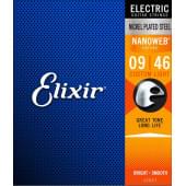 12027 NANOWEB Комплект струн для электрогитары, Custom Light, 9-46, Elixir