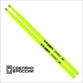 7KLHBYL5B Yellow 5B Барабанные палочки, граб, флуоресцентные желтые, Kaledin Drumsticks