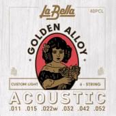 40PCL Golden Alloy Комплект струн для акустической гитары, бронза 80/20, 11-52, La Bella