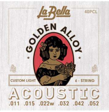 40PCL Golden Alloy Комплект струн для акустической гитары, бронза 80/20, 11-52, La Bella-0
