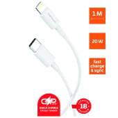 00-00022804 Кабель GP10TL Lightning (m)-Type-C (m) 1.0м, белый, GoPower