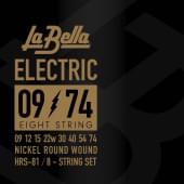 HRS-81 HRS Crazy Eights Комплект струн для 8-струнной электрогитары, никелированные, 9-74, La Bella