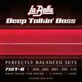 750T-B Deep Talkin' Bass Комплект струн для 5-струнной бас-гитары, белый нейлон, 50-135, La Bella