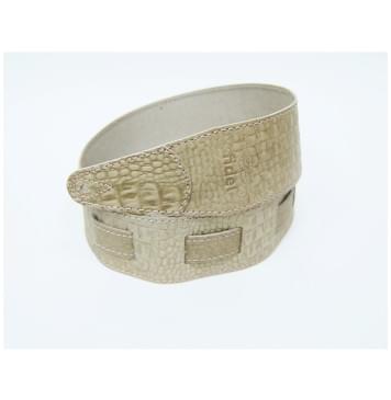 FL660367L11 Leather 11 Ремень для гитары, кожаный, грецкий орех, тиснение рептилия, Fidel-0