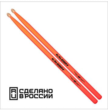 7KLHBOR5B 5B Барабанные палочки, граб, флуоресцентные оранжевые, Kaledin Drumsticks-0