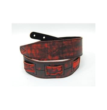 FL60022L21L Leather 21 Ремень для гитары, кожаный, огонь, Fidel-0