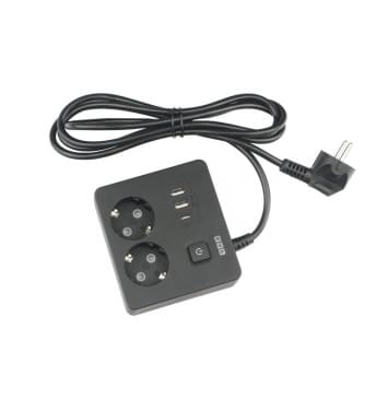 PC-1B-2M PowerCube Удлинитель, 2 розетки, 3 USB-порта, Электрическая мануфактура-0