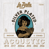 700M Silver-Plated Комплект струн для акустической гитары, посеребренные, Medium, 13-56, La Bella