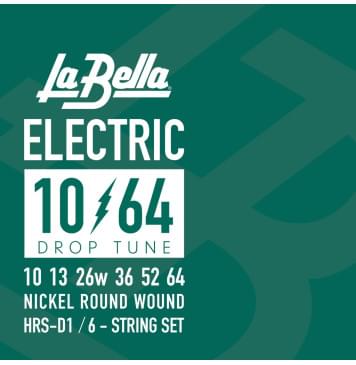 HRS-D1 HRS Drop Tune Комплект струн для электрогитары, никелированные, 10-64, La Bella-0