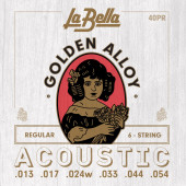 40PR Golden Alloy Комплект струн для акустической гитары, бронза, Regular, 13-54, La Bella