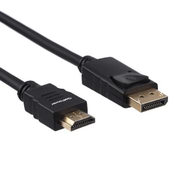 00-00027493 Кабель DisplayPort (m)-HDMI (m) 1.8м ПВХ ver.2.0, черный, GoPower-0