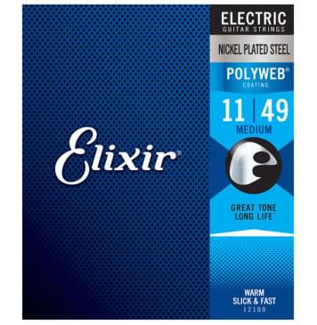 12100 POLYWEB Комплект струн для электрогитары, никелированная сталь, Medium 11-49, Elixir-0