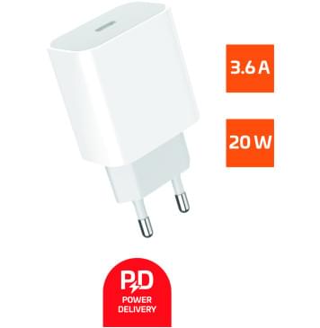 00-00022766 Сетевое зарядное устройство GPPD06 Type-C 20W PD3.0, белый, GoPower-0