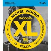EXL125 XL NICKEL WOUND Струны для электрогитары Super Light Top/Regular Bottom 9-46 D`Addario