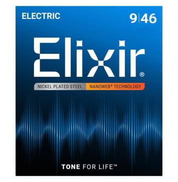 12027 NANOWEB Комплект струн для электрогитары, Custom Light, 9-46, Elixir-0