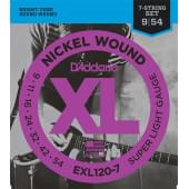 EXL120-7 XL NICKEL WOUND Струны для 7-струнной электрогитары Super Light 7-String 9-52 D`Addario
