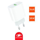 00-00022767 Сетевое зарядное устройство GPQC07 1USB 18W QC3.0, белый, GoPower
