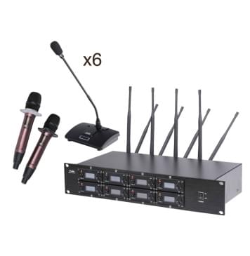 8000C-6D2H Беспроводная конференц-система, 6 настольных и 2 ручных микрофона, LAudio-0