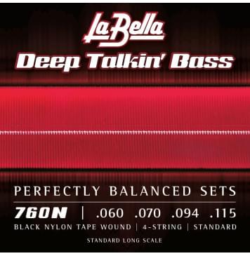 760N Deep Talkin' Bass Комплект струн для бас-гитары, черный нейлон, 60-115, La Bella-0