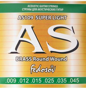 AS109 Brass Round Wound Комплект струн для акустической гитары, латунь, 09-45, Fedosov-0