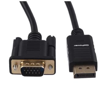 00-00027497 Кабель DisplayPort (m)-VGA (m) 1.8м ПВХ, черный, GoPower 00-00027497 Кабель DisplayPort (m)-VGA (m) 1.8м ПВХ, черный, GoPower-0