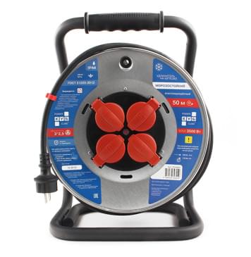 PC44803 PowerCube Удлинитель на катушке 16А/3.5кВт, 4 роз., 50м 3х2,50мм2, Электрическая мануфактура-0