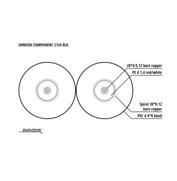 2124BLK-100m Кабель компонентный небалансный сдвоенный 2х2,4мм, 4х8мм, чёрный, бухта 100м, SHNOOR-0