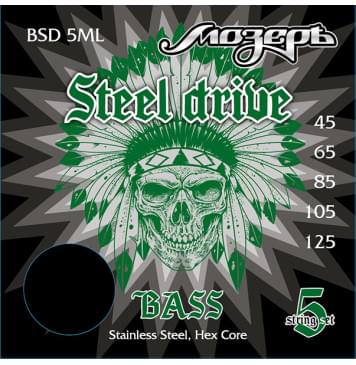 BSD-5ML Steel Drive Комплект струн для 5-струнной бас-гитары, сталь, 45-125, Мозеръ-0