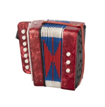 UC218-R Аккордеон кнопочный сувенирный, красный, с футляром, Aurus-0