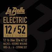 HRS-JL Hard Rockin Steel Комплект струн для электрогитары, никелирован, Jazz Light, 12-52, La Bella