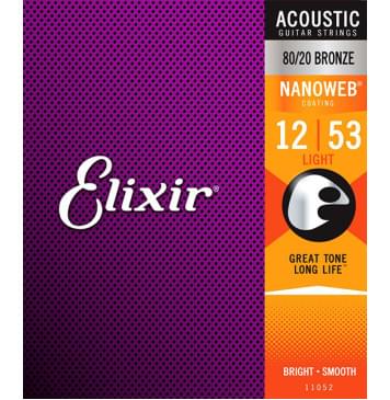 11052 NANOWEB Комплект струн для акустической гитары, Light, бронза 80/20, 12-53, Elixir-0