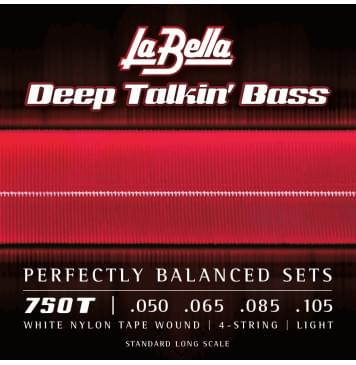 750T Deep Talkin' Bass Комплект струн для бас-гитары, белый нейлон, 50-105, La Bella-0